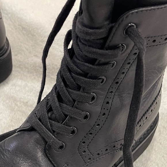 Prada Black Leather Combat Boots Size 7 - Picture 10 of 13